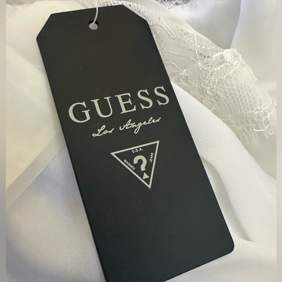 NWT! Guess Preppy Collard White Pleated Sleeveless Shirt Dress w/ Lace in Medium - Picture 14 of 14